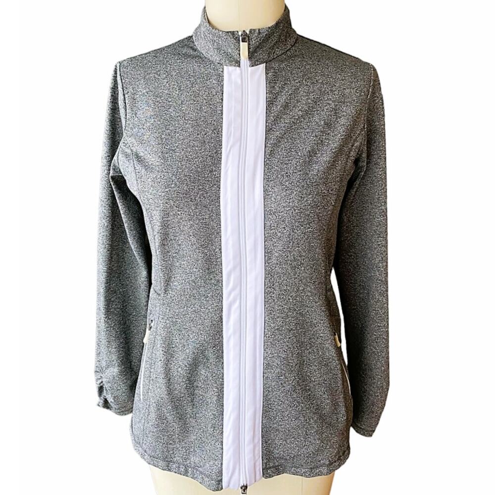 ZENERGY by CHICOS Zip Up Gray & White Activewear Jacket ~ Women's (1) 1X